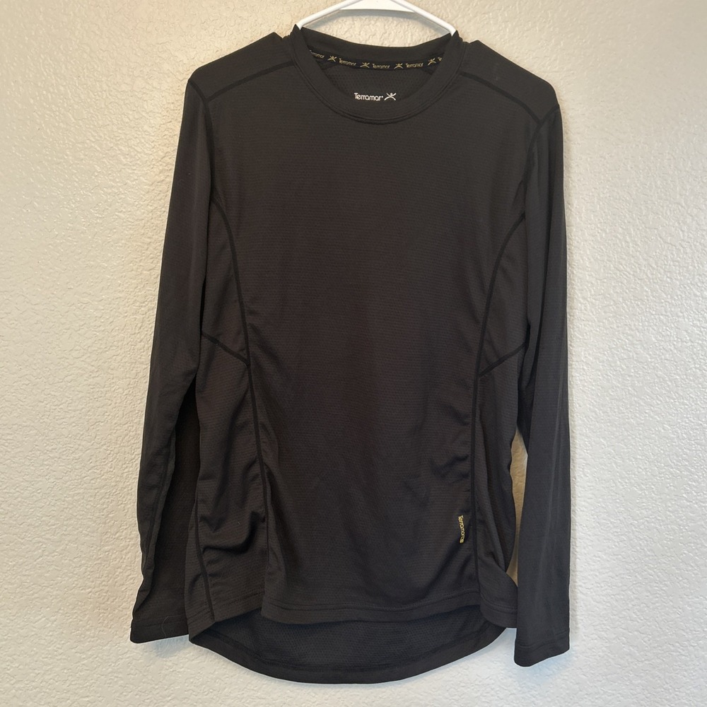 Terramar Base Layer Shirt Mens Large Black Climasense Polyester L/S Outdoors